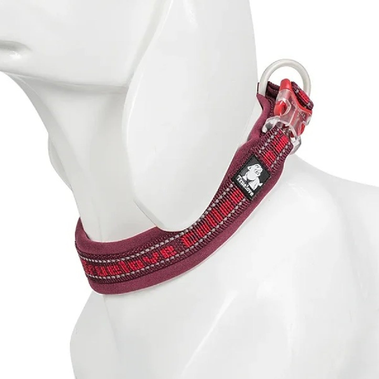 Weinrotes reflektierendes Halsband in Bewegung