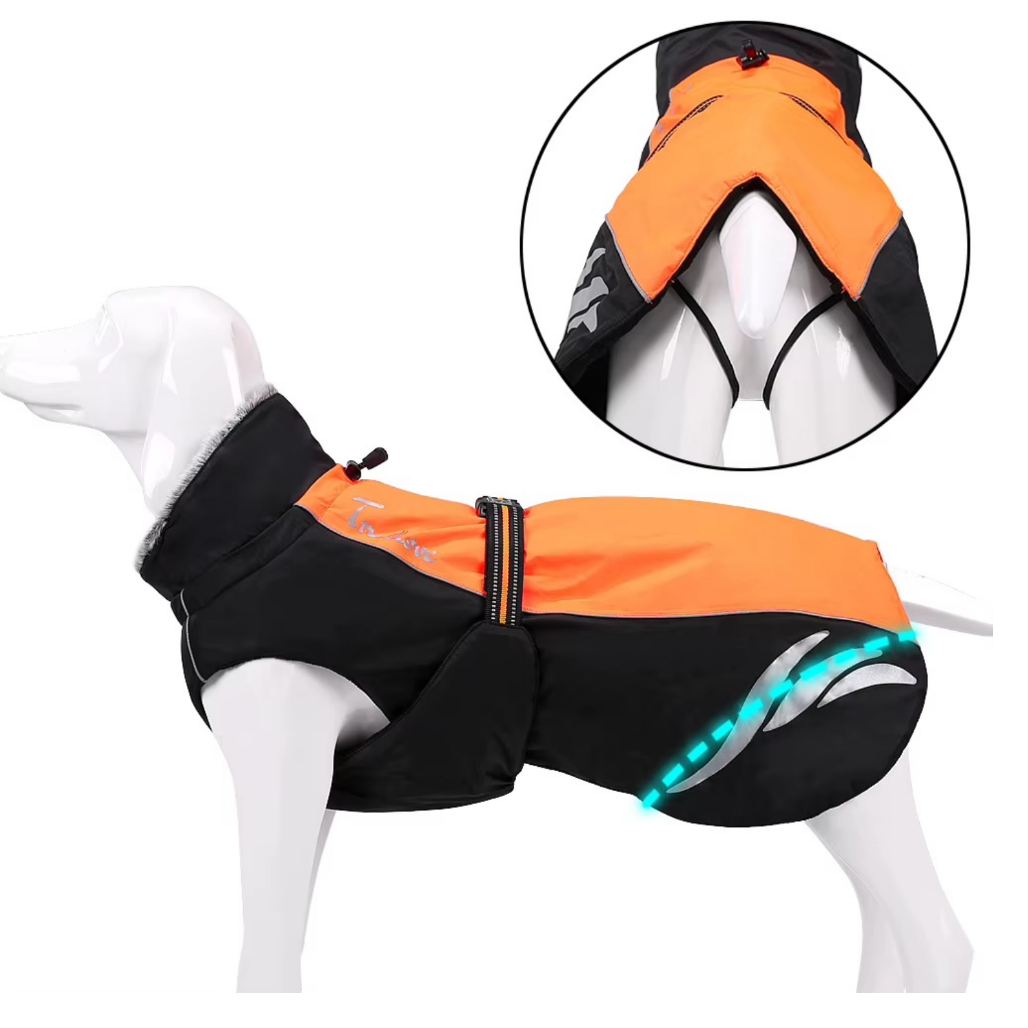 Reflektierende Hundejacke mit Rückenschnalle