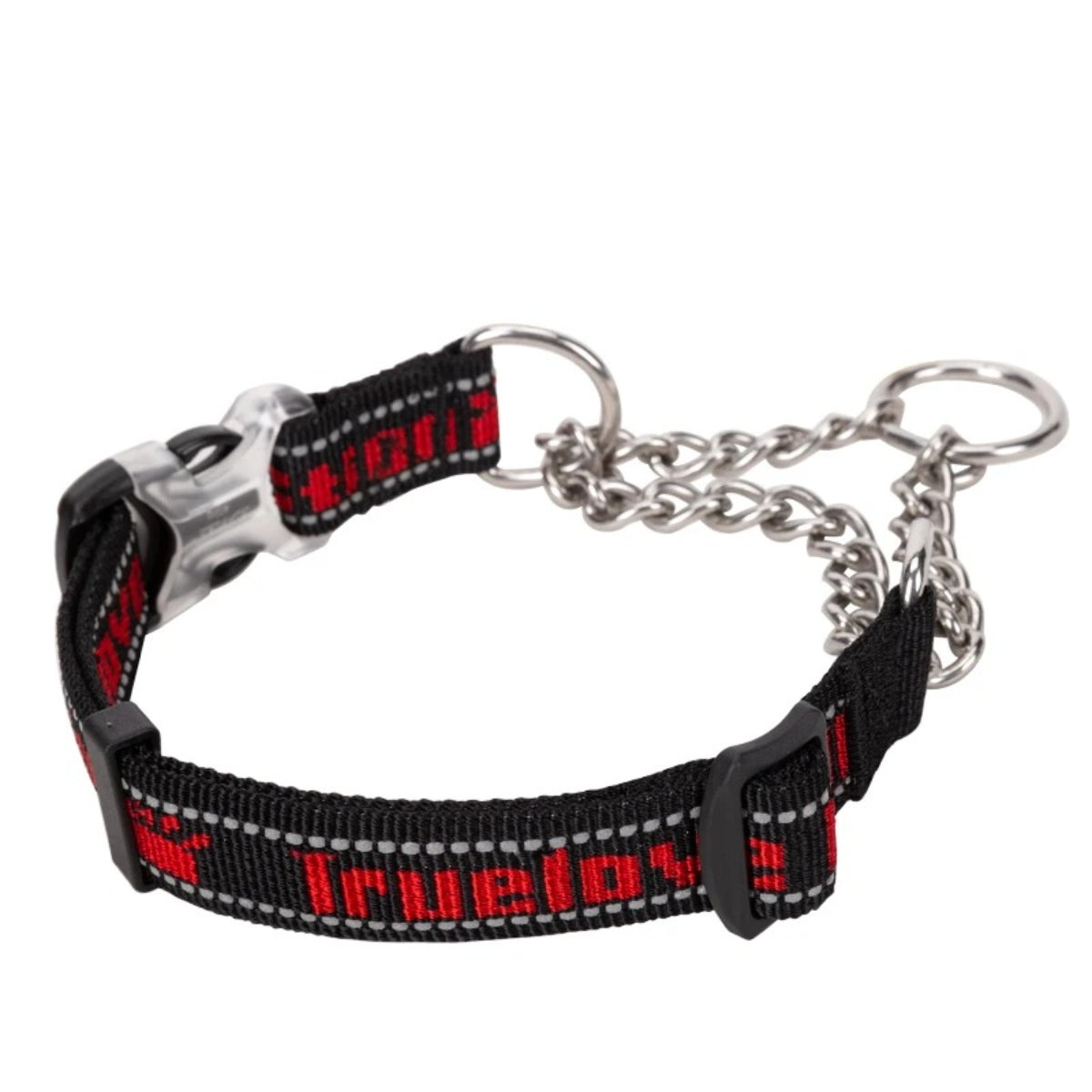 Reflektierendes Nylon-Hundehalsband mit Edelstahlkette für sicheren Halt