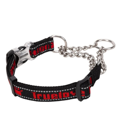 Reflektierendes Nylon-Hundehalsband mit Edelstahlkette für sicheren Halt
